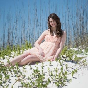 Rue21 Pink Ruffle Tulle Dress w/ Roses